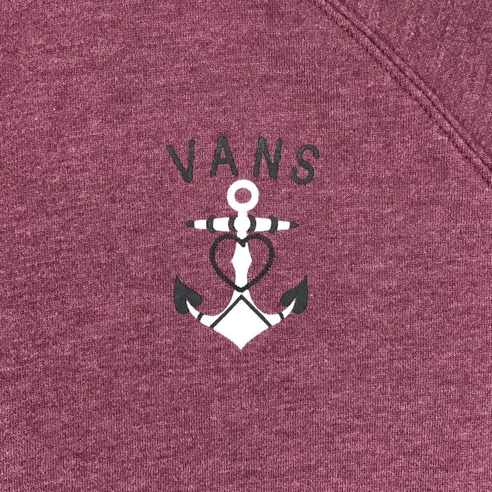 Vans Sweatshirt Teens Medium Red Graphic Logo Pullover Sweater Crew Anchor Skull - Picture 5 of 14